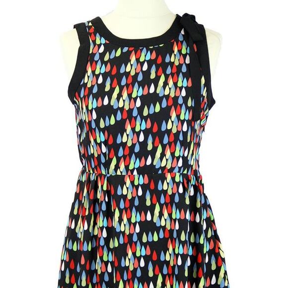 Tulle Retro 60s Fit And Flare Dress Sleeveless Raindrop Multi-Color Print Small - Picture 1 of 7